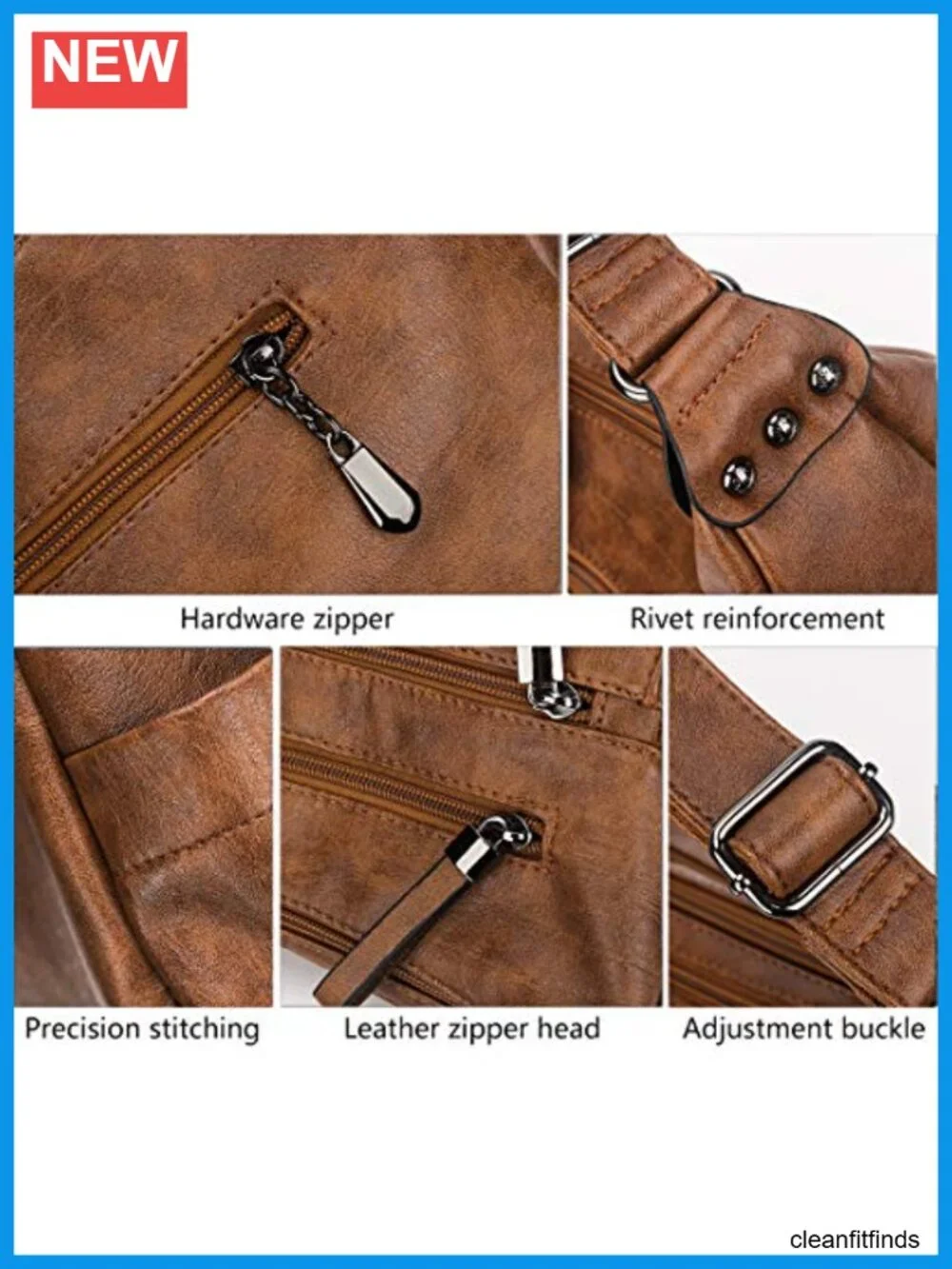 PU Leather Hobo Crossbody Bag Multi Pocket Shoulder Tote Handbag Women
